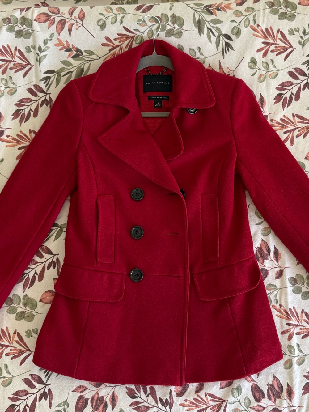 Banana Republic Women's Red Double-Breasted Peacoat